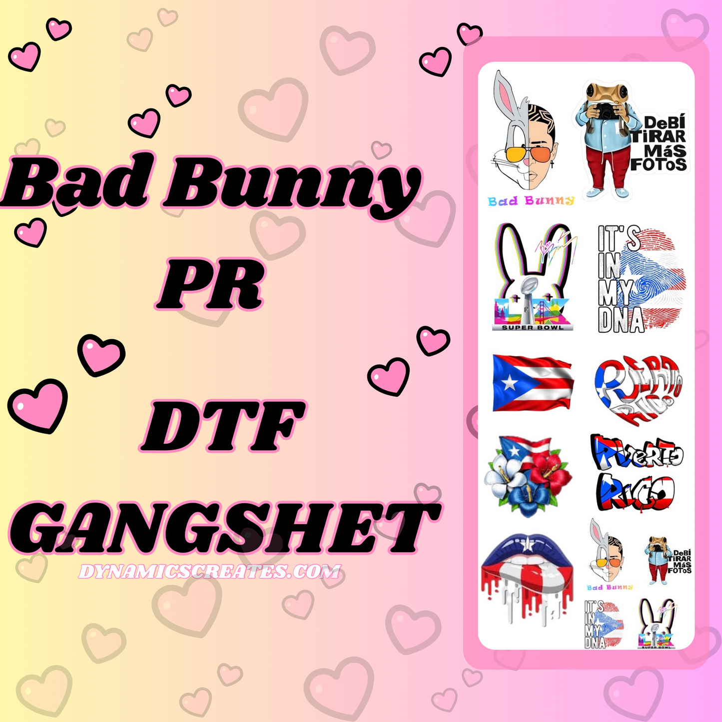 Bad Bunny PR DTF Transfers