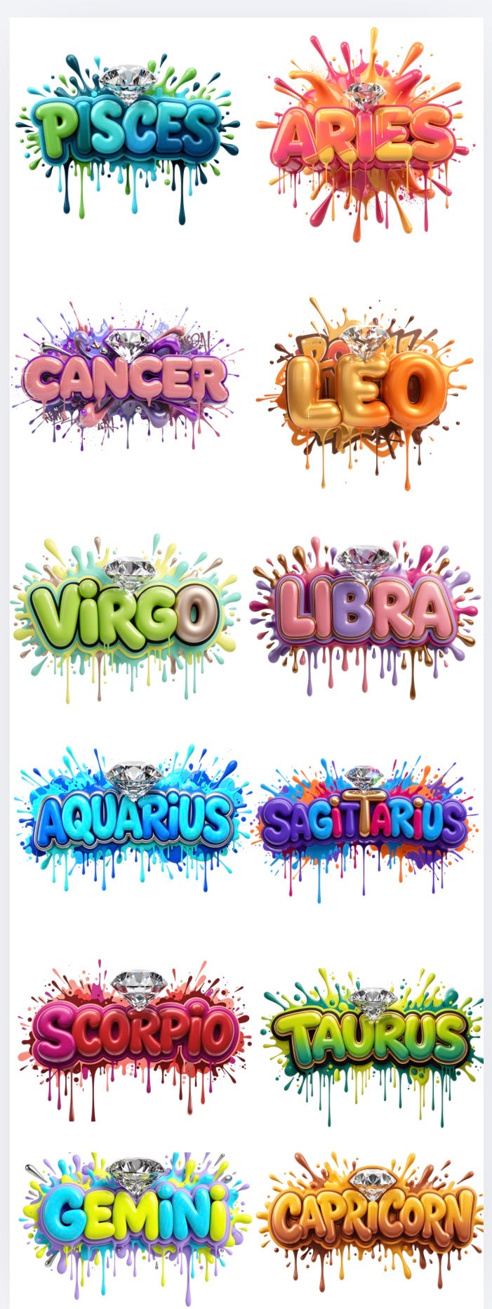 Horoscope gang sheet sale