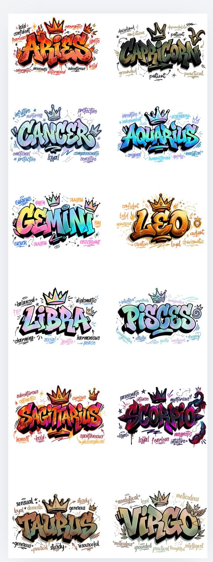 Horoscope gang sheet sale