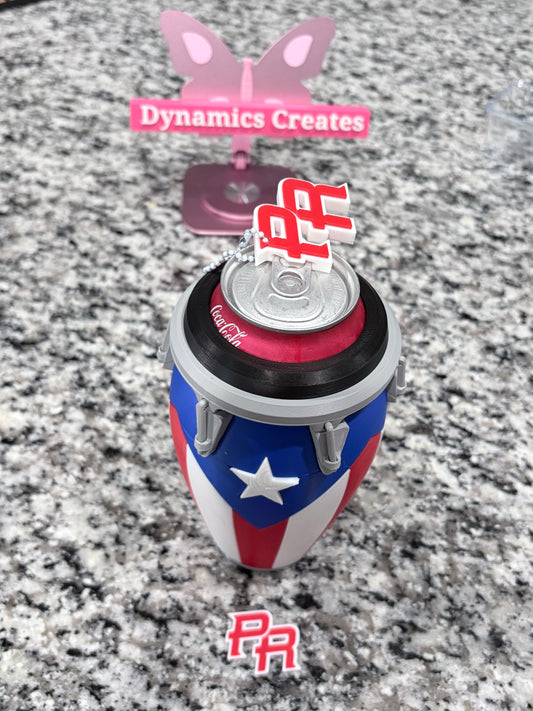3D Puerto Rico Conga Can Base And Can Opener/Straw Topper