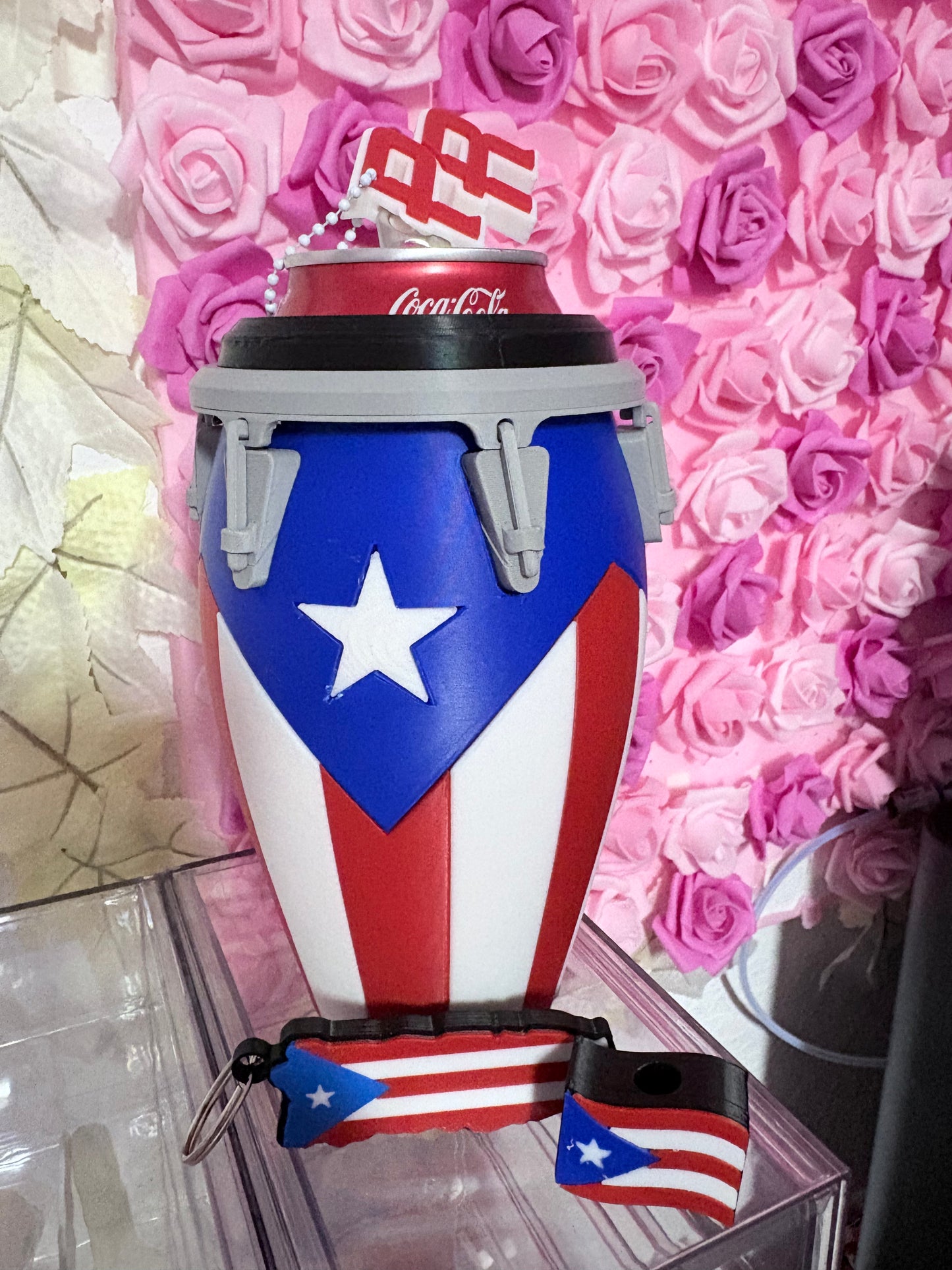 3D Puerto Rico Conga Can Base And Can Opener/Straw Topper