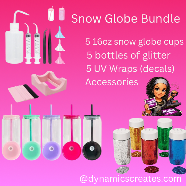 Mix Snow Globe 16oz Cups Bundle With Accessories